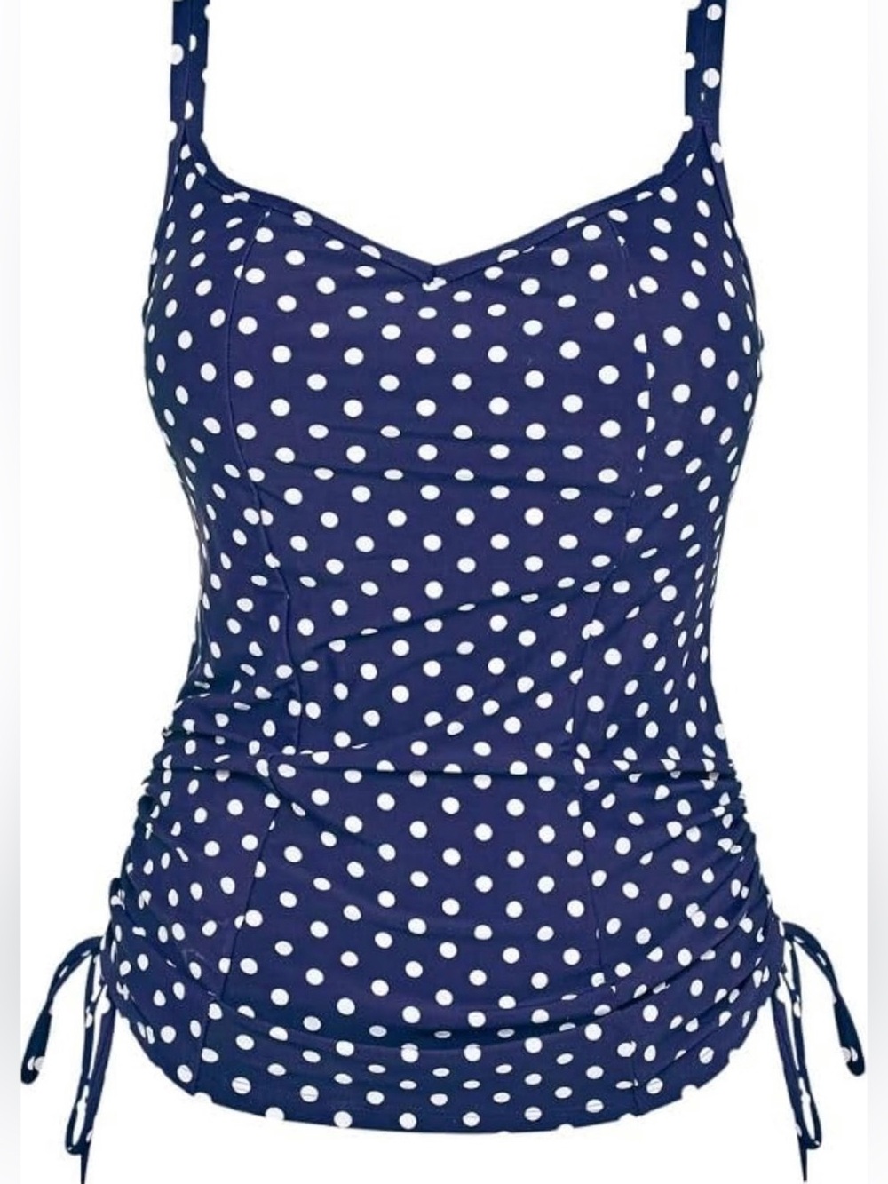 NWT Panache Anya Spot Underwire Tankini Swim Top Navy Polka Dot 40H Bra Sized